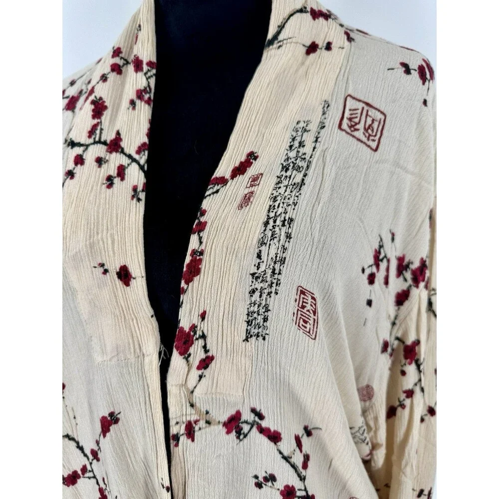 Endless Knot Art‎ Crinkle Jacket Asian Motif Sakura Floral L/XL